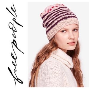 Free People Knit Tullamore Stripe Pink Beanie